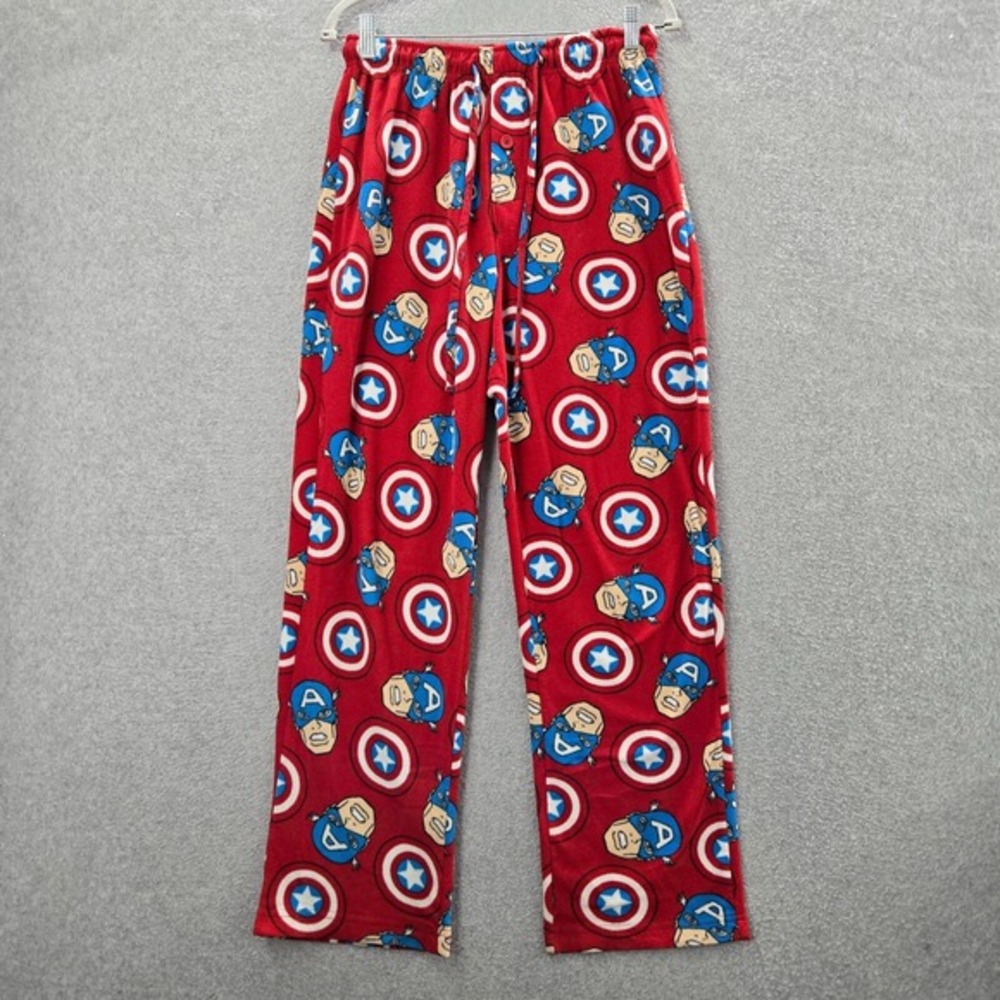 Marvel Comics Women Sleepwear Medium Red‎ Fleece Pajama Pants Captain America